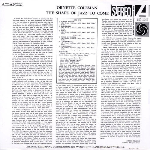 Ornette Coleman : The Shape Of Jazz To Come (LP, Album, RE, 180)