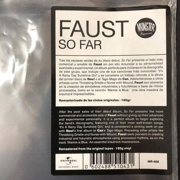Faust : So Far (LP, Album, RE, RM, 180)