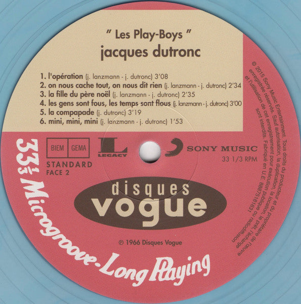 Jacques Dutronc : Les Play-Boys (LP, Album, Ltd, RE, RP, Blu)