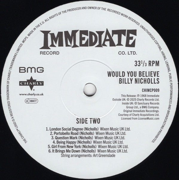 Billy Nicholls : Would You Believe (LP, Album, RE)