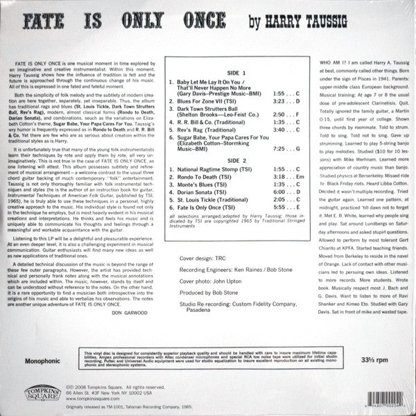 Harry Taussig : Fate Is Only Once (LP, Album, Mono, RE)