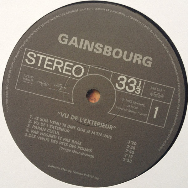 Serge Gainsbourg : Vu De L'Extérieur (LP, Album, RE, 180)