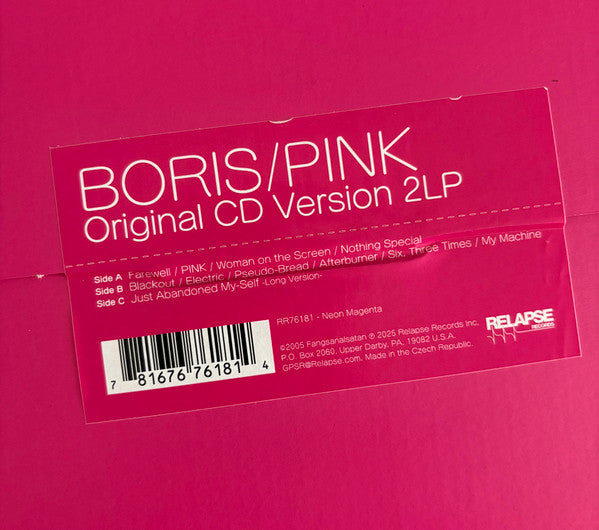 Boris (3) : Pink (LP, Album, Mag + LP, S/Sided, Etch, Mag + RE, 20t)