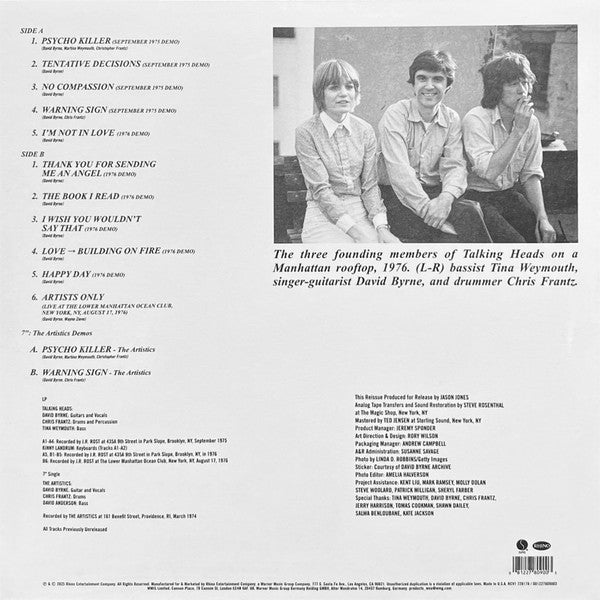 Talking Heads : Tentative Decisions: Demos & Live (LP, Cle + 7", Cle + RSD, Comp, Ltd, RE)