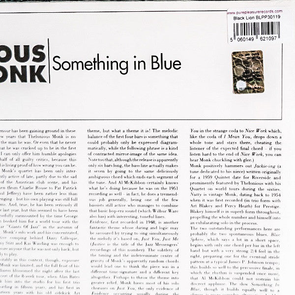 Thelonious Monk : Something In Blue (LP, Album, Ltd, RE, RM, 180)