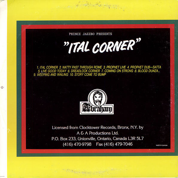Prince Jazzbo : Ital Corner (LP, Album, RE)