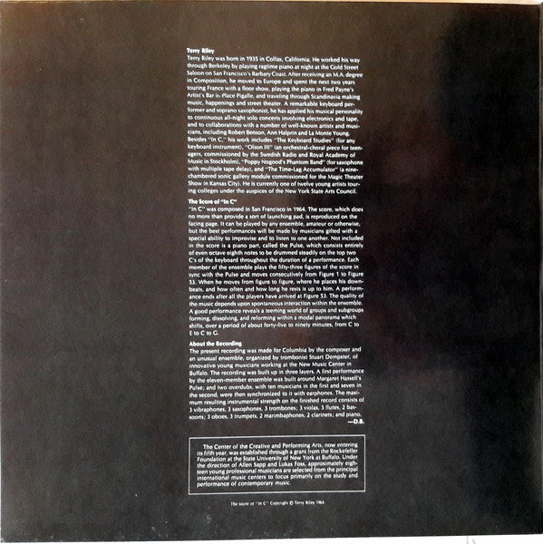 Terry Riley : In C (LP, Album, Ltd, RE, 180)