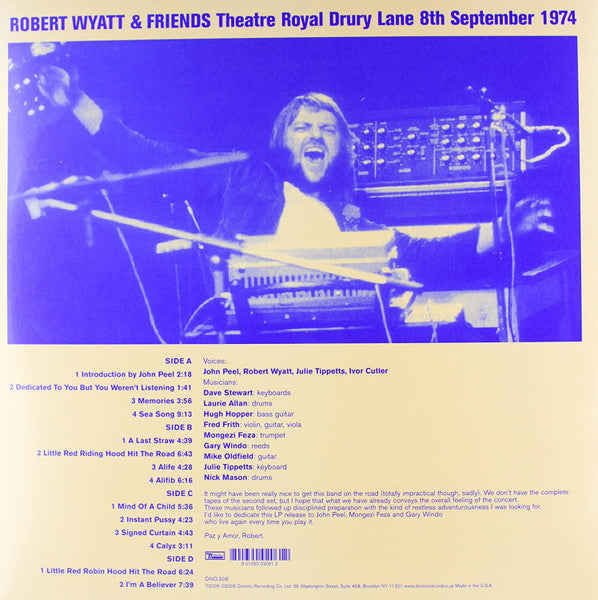 Robert Wyatt & Friends* : Theatre Royal Drury Lane 8th September 1974 (2xLP, Ltd, RE + CD, Album)