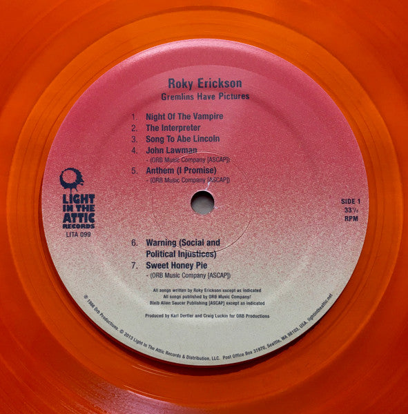 Roky Erickson : Gremlins Have Pictures (LP, Album, Ora + 7" + Ltd, RE, RM)