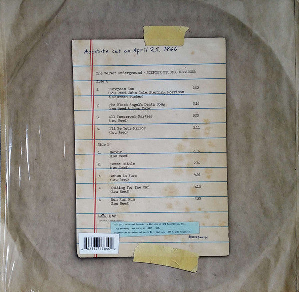 The Velvet Underground : Scepter Studios Sessions (4-25-66) (LP, Album, RE)