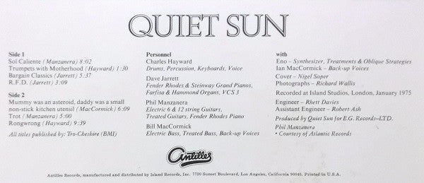 Quiet Sun : Mainstream (LP, Album, Ter)