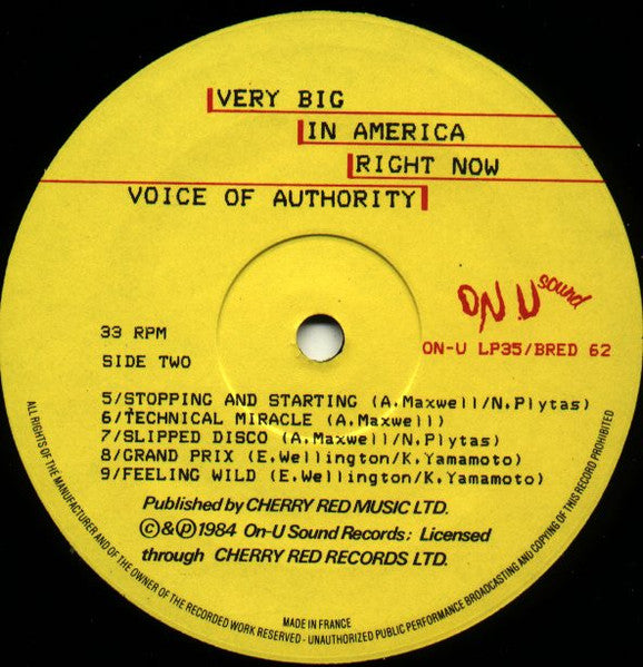 Voice Of Authority : Very Big In America Right Now (LP, Album)