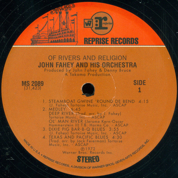 John Fahey And His Orchestra* : Of Rivers And Religion (LP, Album, RE, 180)