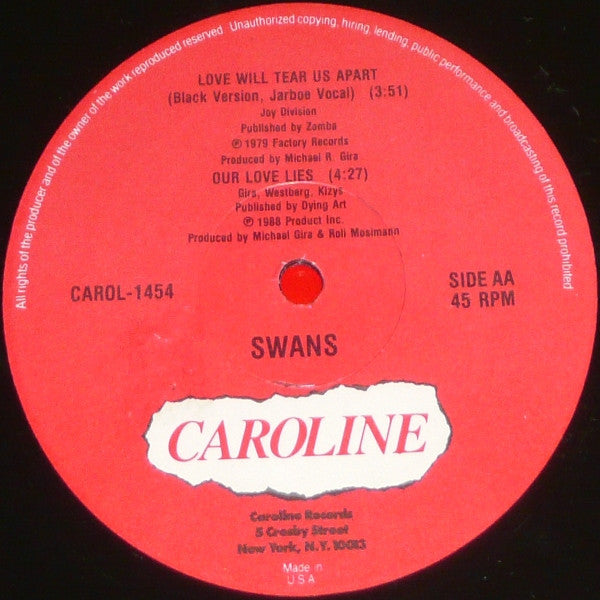 Swans : Love Will Tear Us Apart (12", Single)