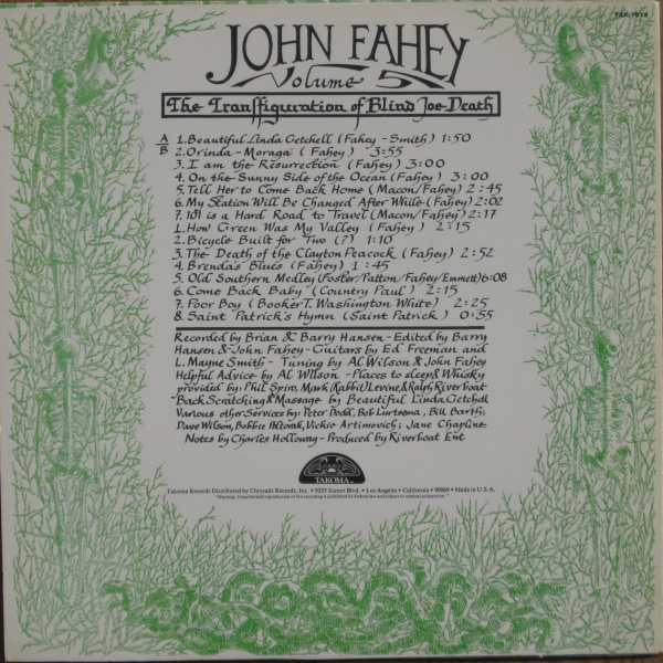 John Fahey : Volume 5 - The Transfiguration Of Blind Joe Death (LP, Album, RE)