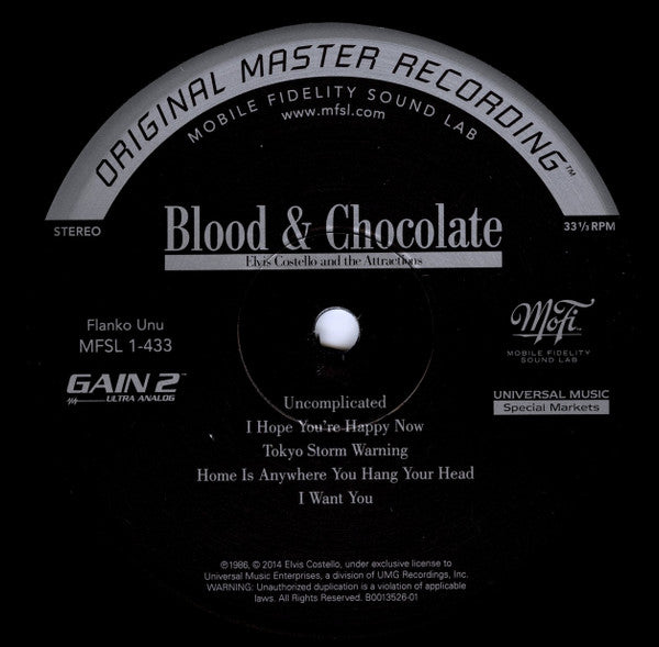 Elvis Costello & The Attractions : Blood & Chocolate (LP, Album, Ltd, Num, RM, 180)