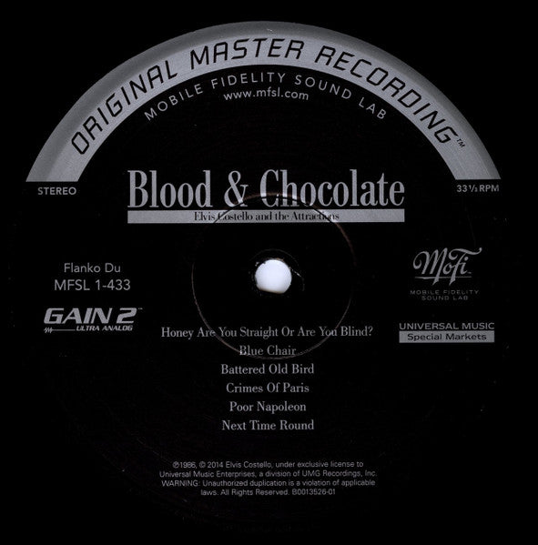 Elvis Costello & The Attractions : Blood & Chocolate (LP, Album, Ltd, Num, RM, 180)