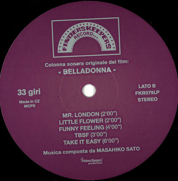 Masahiko Satoh : Belladonna (LP, RE)