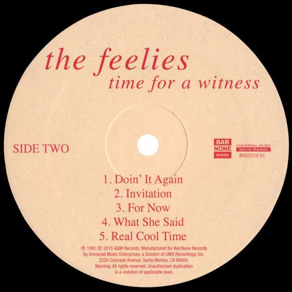 The Feelies : Time For A Witness (LP, Album, RE)