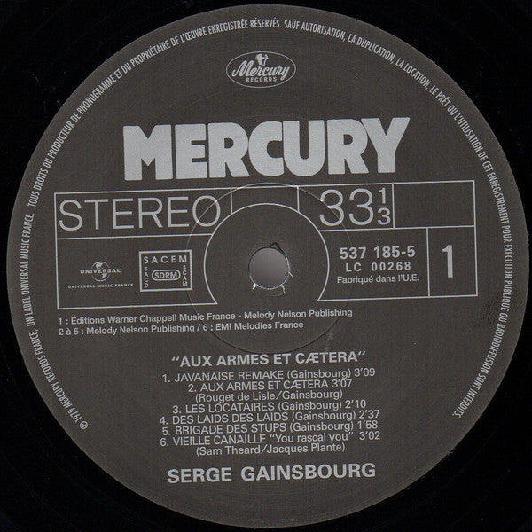 Serge Gainsbourg : Aux Armes Et Cætera (LP, Album, RM, 180)