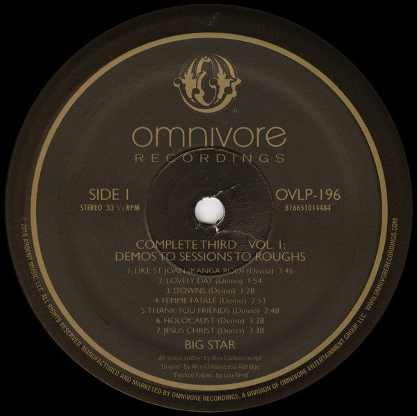 Big Star : Complete Third (Vol. 1: Demos To Sessions To Roughs) (2xLP, RSD)