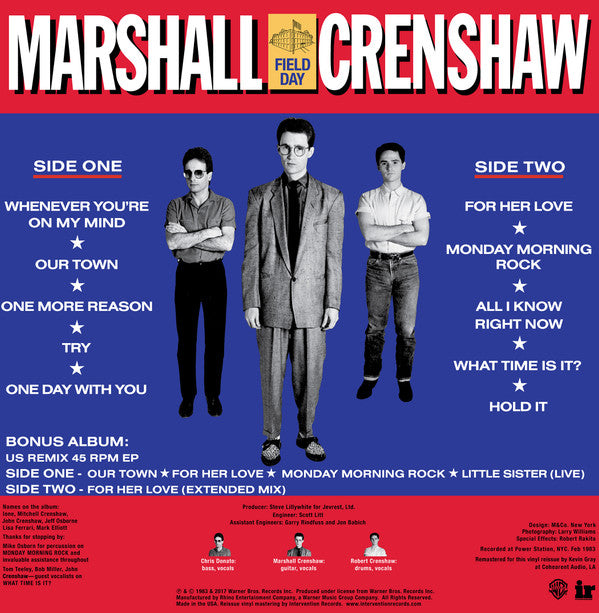 Marshall Crenshaw : Field Day (LP, RM, 180 + 12", EP, RM, 180 + Album, RE, RM)