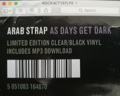 Arab Strap : As Days Get Dark (LP, Album, Ltd, Bla)