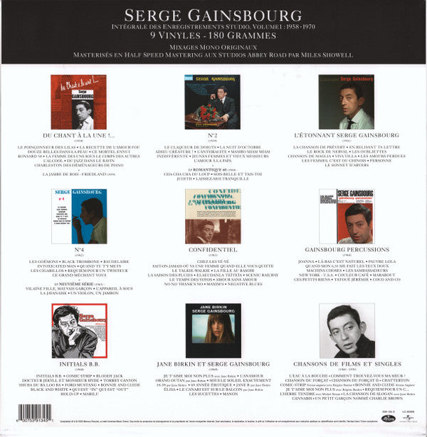 Serge Gainsbourg : Intégrale Des Enregistrements Studio, Volume 1 : 1958-1970  (Box, Comp, Mono, Ltd, RM + 9xLP, Album, Mono, Ltd,)