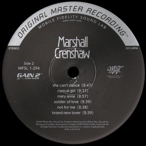 Marshall Crenshaw : Marshall Crenshaw (LP, Ltd, Num, RE, RM, S/Edition, 180)